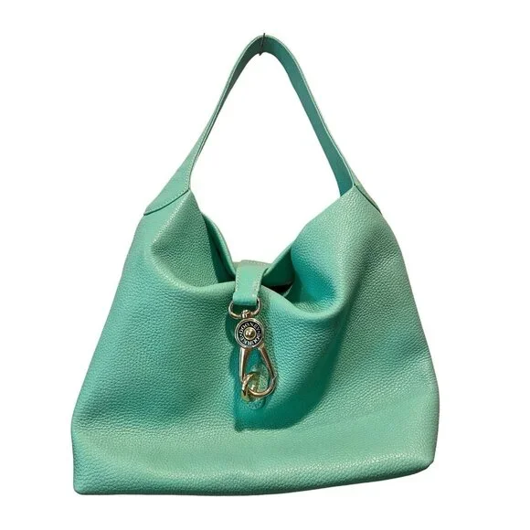 Dooney & Bourke Pebble Grain Logo Lock Sac Handbag Spearmint Tiffany Wallet Key - Picture 9 of 16